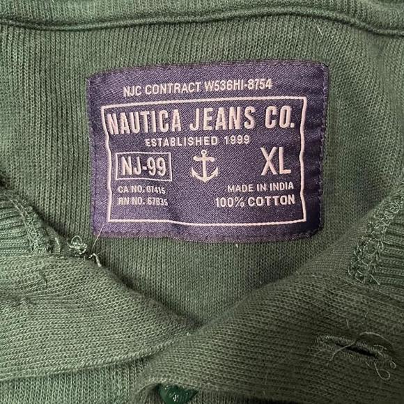 Y2K Nautica Sweater Forest Green Lightweight Pullover Gorpcore Collared Size XL - Picture 4 of 5